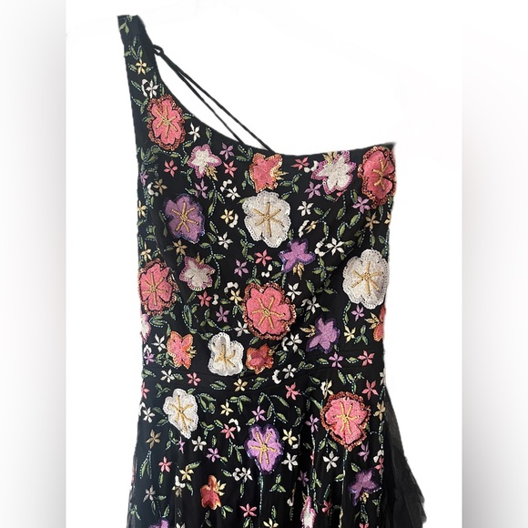 Mac Duggal 9164 Embroidered Corset Floral Sequin Black Maxi Dress Gown Size 12 - Picture 6 of 8